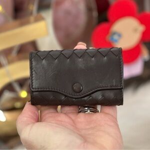 AUTHENTIC BOTTEGA VENETA INTRECCIATO BROWN LEATHER 5 RING KEY CASE LIKE NEW